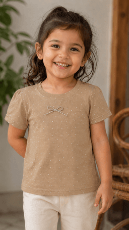  Brown Solid Half Sleeves Baby Regular Fit T-Shirt