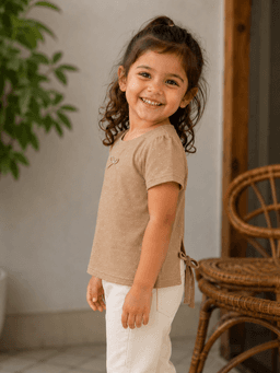  Brown Solid Half Sleeves Baby Regular Fit T-Shirt