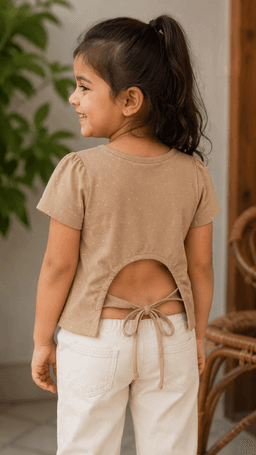  Brown Solid Half Sleeves Baby Regular Fit T-Shirt