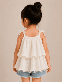  Beige Solid Sleeveless Baby Girls Relaxed Fit Frill Top