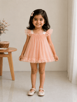 Pink Solid Sleeveless Baby Girls Flared Party Dress