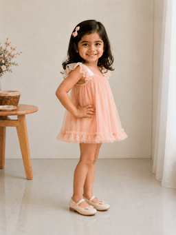 Pink Solid Sleeveless Baby Girls Flared Party Dress