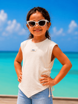 Cream Solid Ribbed Sleeveless Baby Girls Regular Fit Top