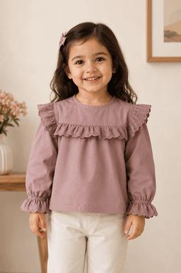 Baby Girls Full Sleeve Cotton Fashion Top –Purple Top for Babies & Toddlers