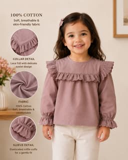 Baby Girls Full Sleeve Cotton Fashion Top –Purple Top for Babies & Toddlers