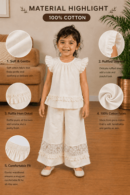  Baby Girls Embroidered Co-ord Set – Beige 