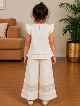  Baby Girls Embroidered Co-ord Set – Beige 
