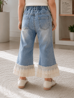  Baby Girls Flared Denim Pants – Light Blue