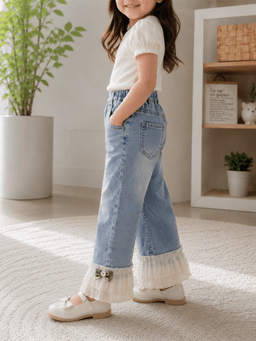  Baby Girls Flared Denim Pants – Light Blue