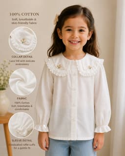 Baby Girls Lace Collar Full Sleeve Cotton Top – Yellow, Pink & White