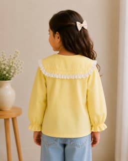Baby Girls Lace Collar Full Sleeve Cotton Top – Yellow, Pink & White