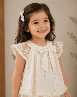 Baby Girls Lace Frill Sleeveless Fashion Top – Beige