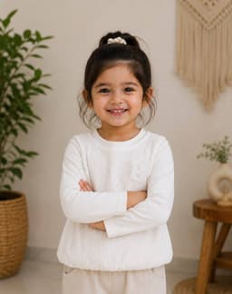 Kids Textured Cotton Blend Casual Top – Cream