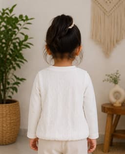 Kids Textured Cotton Blend Casual Top – Cream