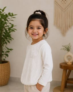 Kids Textured Cotton Blend Casual Top – Cream
