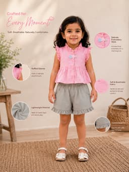 Girls Cotton Top & Shorts Clothing Set | Stylish Summer Outfit for Baby Girls 