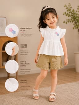 Girls Cotton Top & Shorts Clothing Set | Stylish Summer Outfit for Baby Girls 