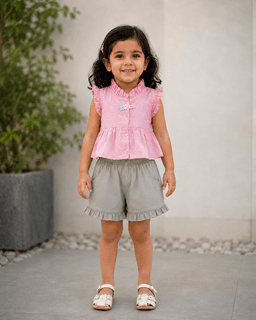 Girls Cotton Top & Shorts Clothing Set | Stylish Summer Outfit for Baby Girls 