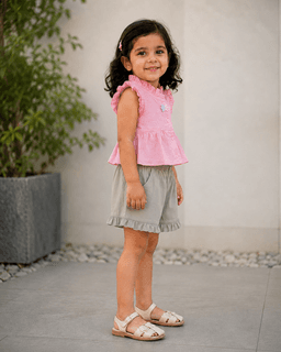 Girls Cotton Top & Shorts Clothing Set | Stylish Summer Outfit for Baby Girls 