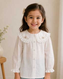 Peppy Orange Baby Girls 100% Cotton Full Sleeve Peter Pan Collar Top