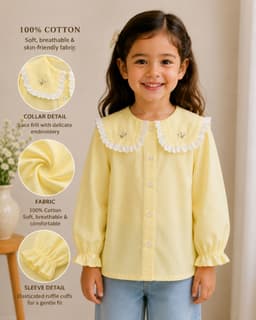 Peppy Orange Baby Girls 100% Cotton Full Sleeve Peter Pan Collar Top