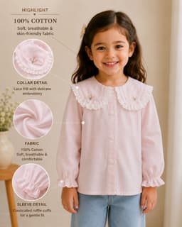 Peppy Orange Baby Girls 100% Cotton Full Sleeve Peter Pan Collar Top