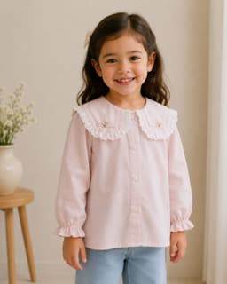 Peppy Orange Baby Girls 100% Cotton Full Sleeve Peter Pan Collar Top