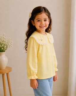 Peppy Orange Baby Girls 100% Cotton Full Sleeve Peter Pan Collar Top