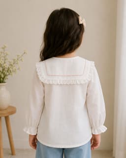 Peppy Orange Baby Girls 100% Cotton Full Sleeve Peter Pan Collar Top