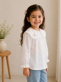 Peppy Orange Baby Girls 100% Cotton Full Sleeve Peter Pan Collar Top