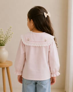 Peppy Orange Baby Girls 100% Cotton Full Sleeve Peter Pan Collar Top