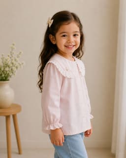Peppy Orange Baby Girls 100% Cotton Full Sleeve Peter Pan Collar Top